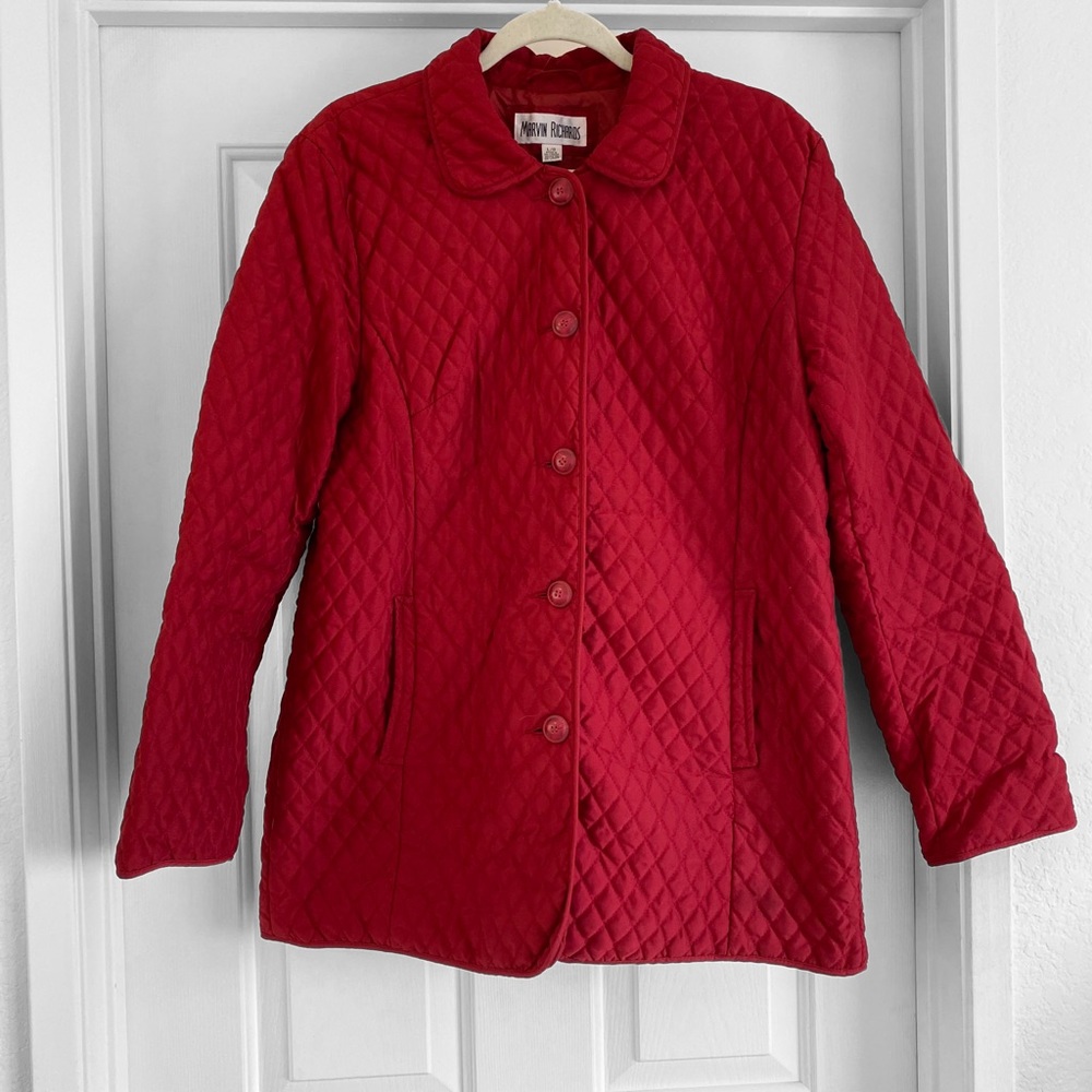 Vintage Red Quilted Jacket Size Large